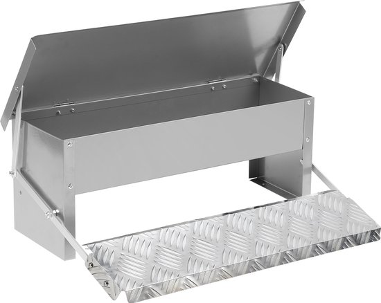 JOIEYOU Voedertrog kippen voederautomaat voederdispenser kippenvoer 10 kg voer met treeplaat deksel regenbestendig rattenbestendig JOIEYOU Voedertrog kippen voederautomaat voederdispenser kippenvoer 10 kg voer met treeplaat deksel regenbestendig rattenbestendig