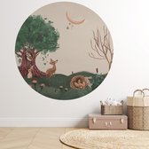 Papier peint cercle Forêt Enchantée #2 - Ø 75 cm - Forêt Enchantée #2 - Animaux de la forêt - Forêt Magique - Papier peint cercle autocollant - Cercle mural intérieur