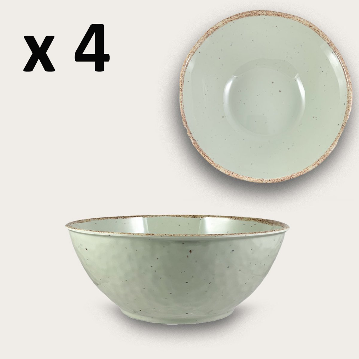 Arca TIERRA Sand - Set van 4 Melamine kommen Ø16xH6cm – licht in gewicht – makkelijk stapelbaar – voor binnen en buiten