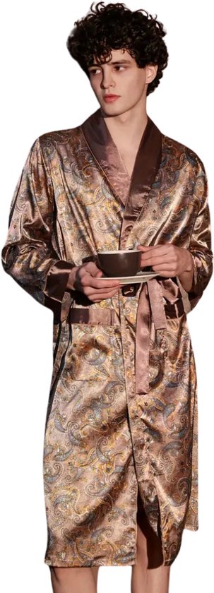 Lichtgewicht satijnen ochtendjas voor heren, kimono, lange stijl Lichtgewicht satijnen ochtendjas voor heren, kimono, lange stijl