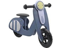 Maxx Kidz Houten Retro Loopfiets - Balance Bike met Verstelbaar Zadel - Mini Loopfietsje van Hout - Loopscooter voor Jongens en Meisjes van 1 & 2 Jaar - Blauw