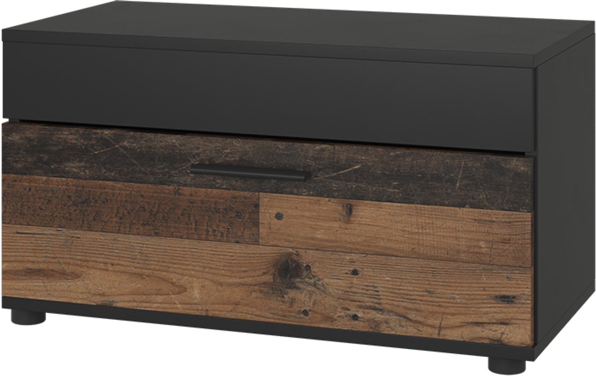 Vicco Berno Woonkamerkast – 70.8 x 38.9 cm met scharnierende deur Zwart/Aldstyle Zwart/Oldstyle