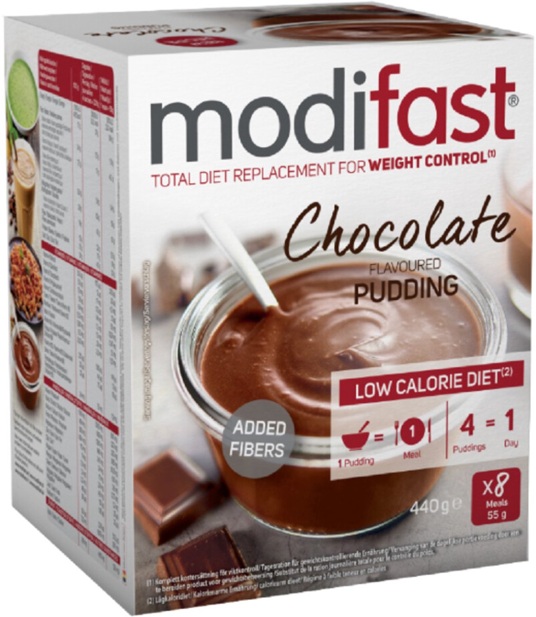 Bol.com Modifast Weight Control Pudding Chocolade - 4 x 8 x 55 gr - Voordeelverpakking aanbieding