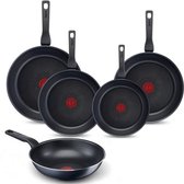 Tefal XL Force Pannenset - Koekenpannen Ø20/24/28/32cm + Wokpan Ø28cm - Niet Geschikt voor Inductie - Aluminium - Zwart