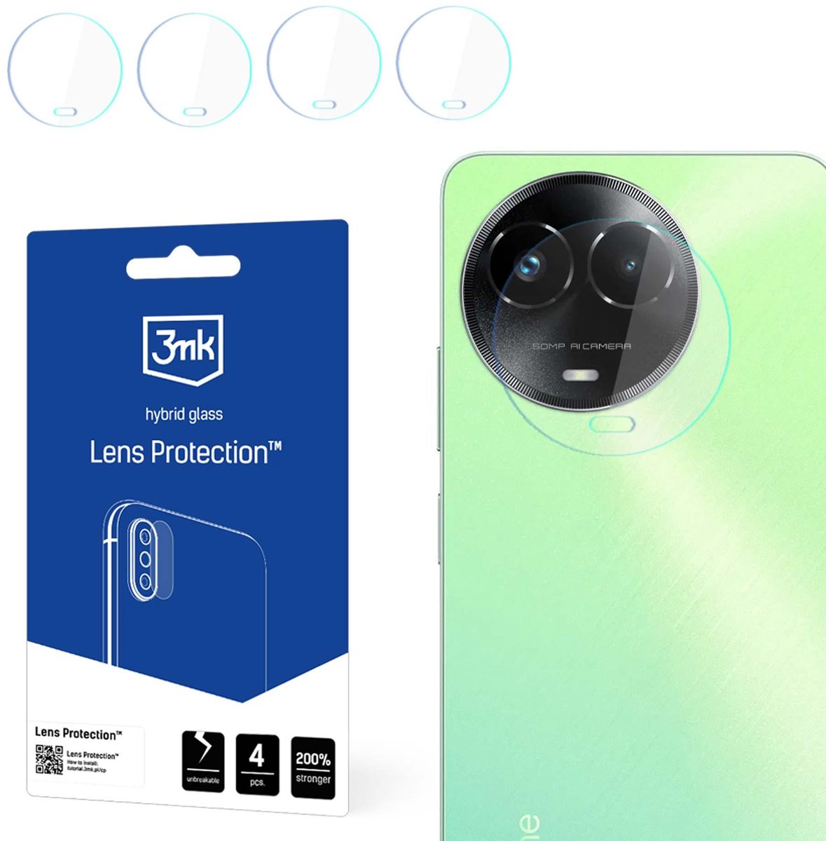 Glas voor de cameralens van Realme C67 - 3mk Lens Protection