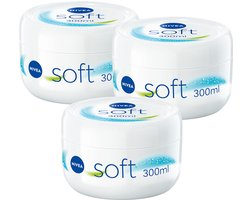 NIVEA Soft Bodycrème - Crème voor Lichaam en Gezicht - Hydraterende Gezichtscrème - Voordeelverpakking - 3 x 300 ml