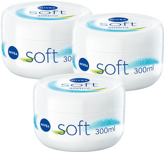 NIVEA Soft Bodycrème - Crème voor Lichaam en Gezicht - Hydraterende Gezichtscrème - Voordeelverpakking - 3 x 300 ml