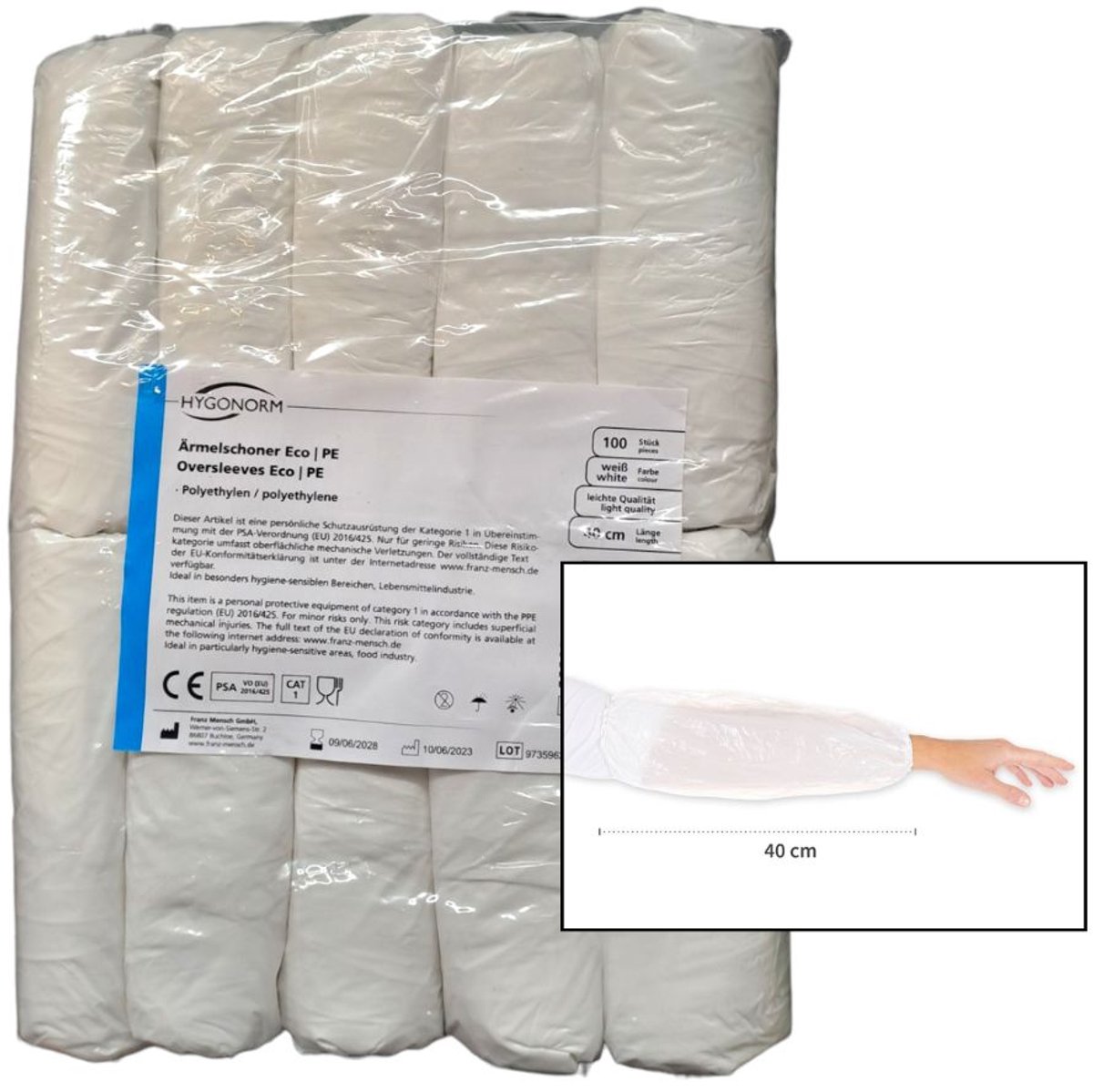 Hygostar Wegwerp Mouwovertrek Wit – PE 20 My – 100 Stuks – Hygiënisch en Waterafstotend