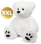 Pluche Knuffel Beer Barry 100 cm (Creme Wit) – Grote XXL Teddybeer 100cm – XL Knuffelbeer extra Groot – Speelgoed Teddy Bear voor Kinderen Jongens Meisjes Baby knuffeldier pop love liefde valentijnsdag i love you hartje luxe reuze teddy plush