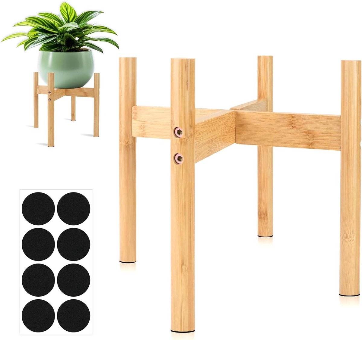 Verstelbare Moderne Houten Plantenstandaard Voor Binnen en Buiten Tuin Huis Kantoor (25 cm)