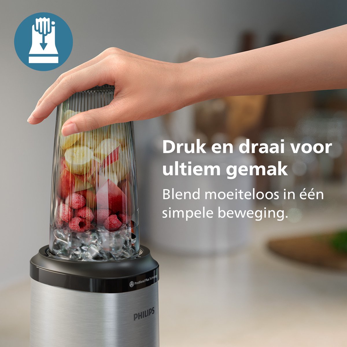 Philips Blender HR2764/00 - Beker met Drinkdeksel 700ml - 800 Watt - Smoothie Maker - RVS Tritan - Zilver – foto 2