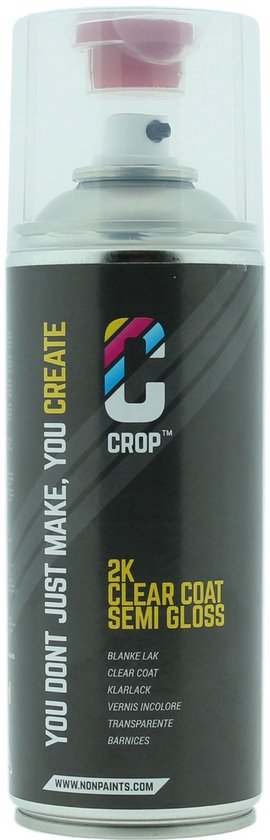 Vernis transparent CROP 2K en aérosol - Semi-brillant - 400 ml - Intérieur et extérieur - Séchage rapide - Vernis transparent - Qualité Premium
