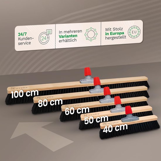 Zaalbezem 50 Cm Novaliv 2 X Zaalbezem 40 Cm Met Steel Borstelharen Haarmix Bezem Industriële Bezem Voor Fijne Vloeren