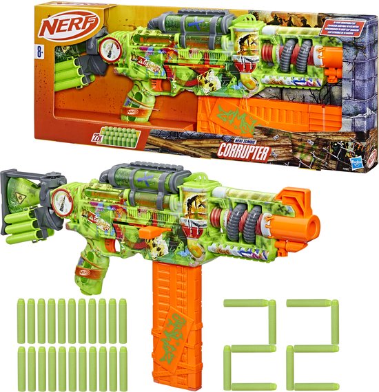 Nerf Zombie Corrupter-dartblaster, 22 Nerf Elite-darts, buitenspellen, leeftijd 8+