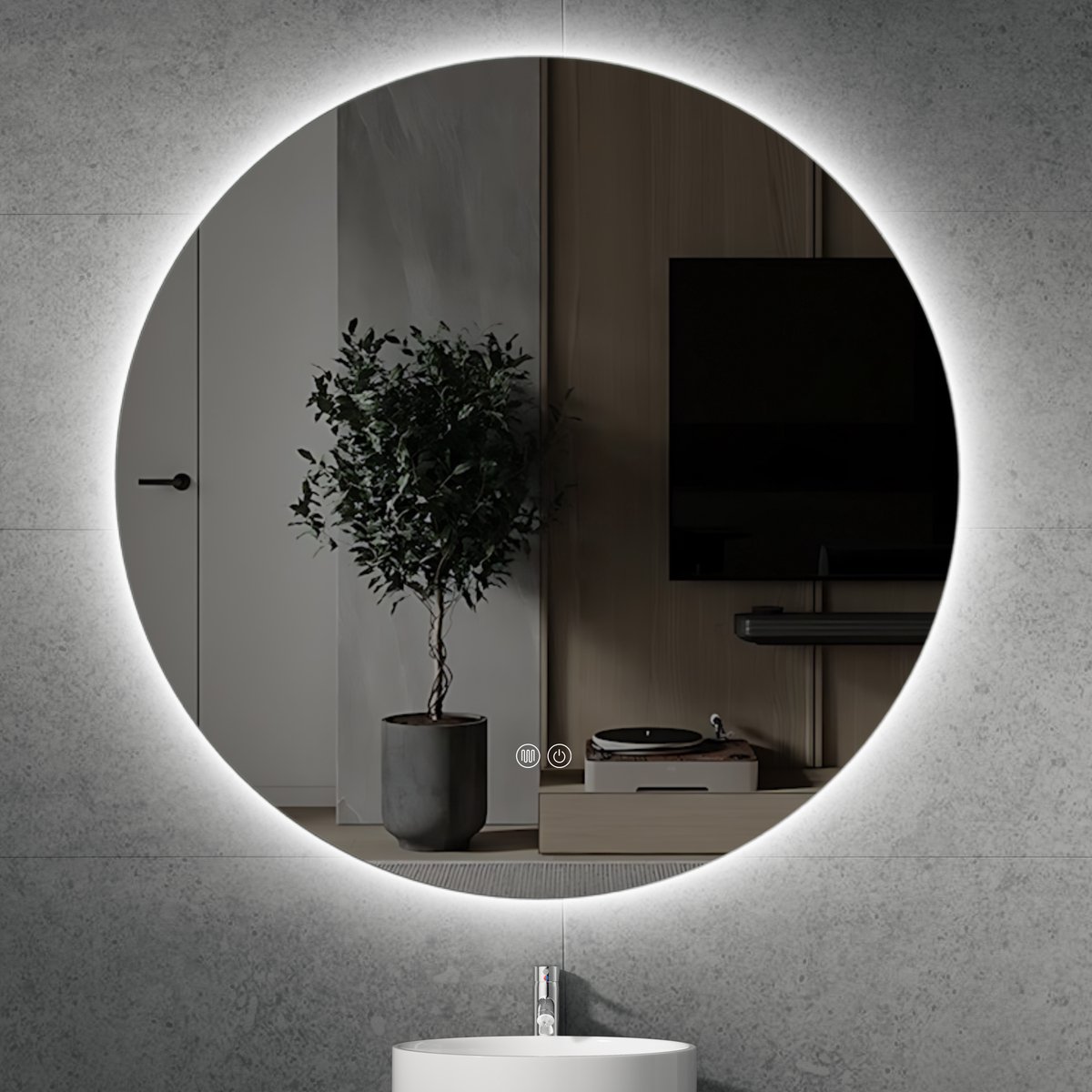 ERFU Ronde Badkamerspiegel met verlichting led Spiegel φ80 cm – Dimbaar, Condensvrij en Met Sfeervolle Backlight