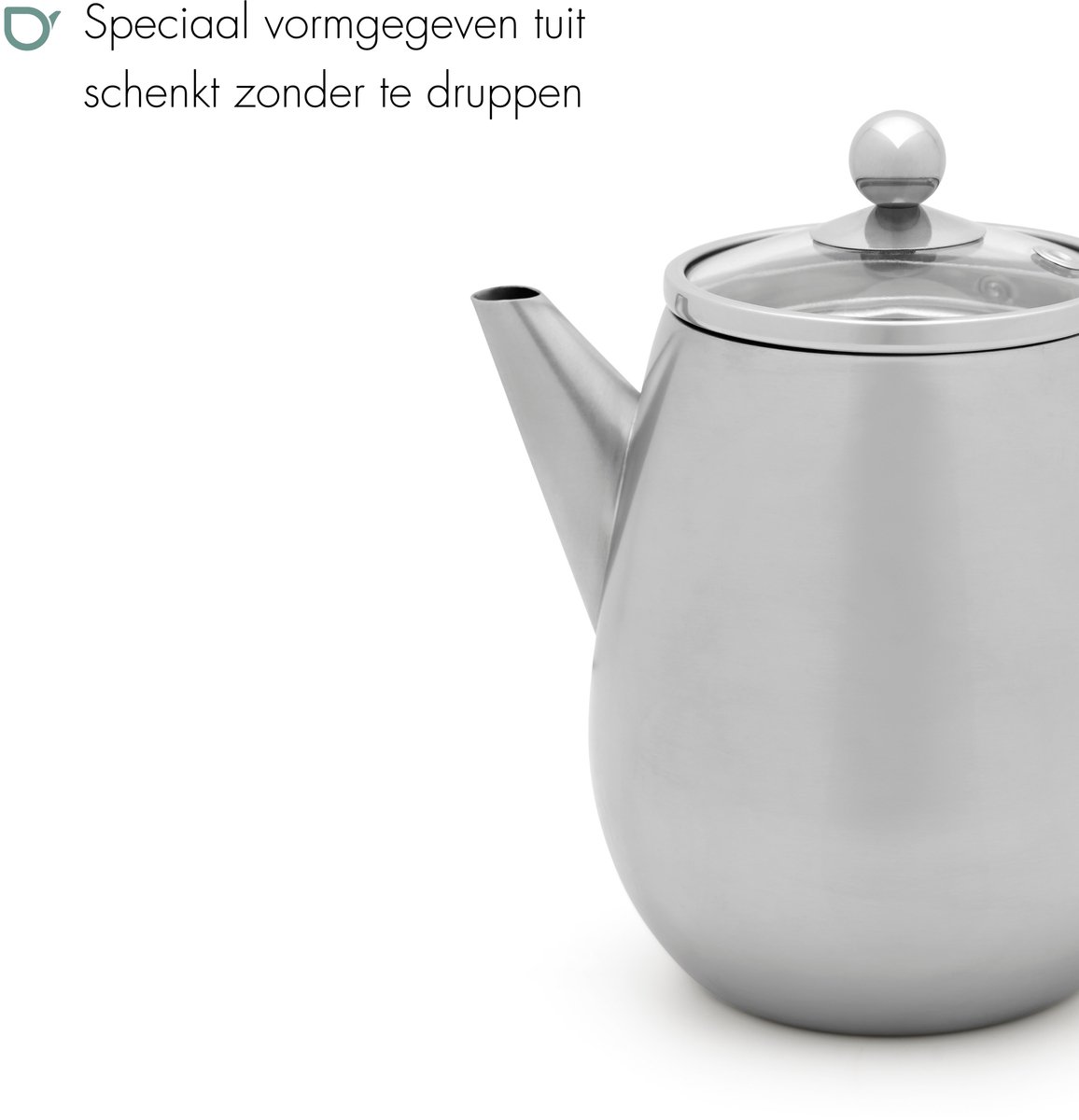 Bredemeijer Dubbelwandige Theepot Eva 0,5 Liter - Betongrijs Met RVS Filter