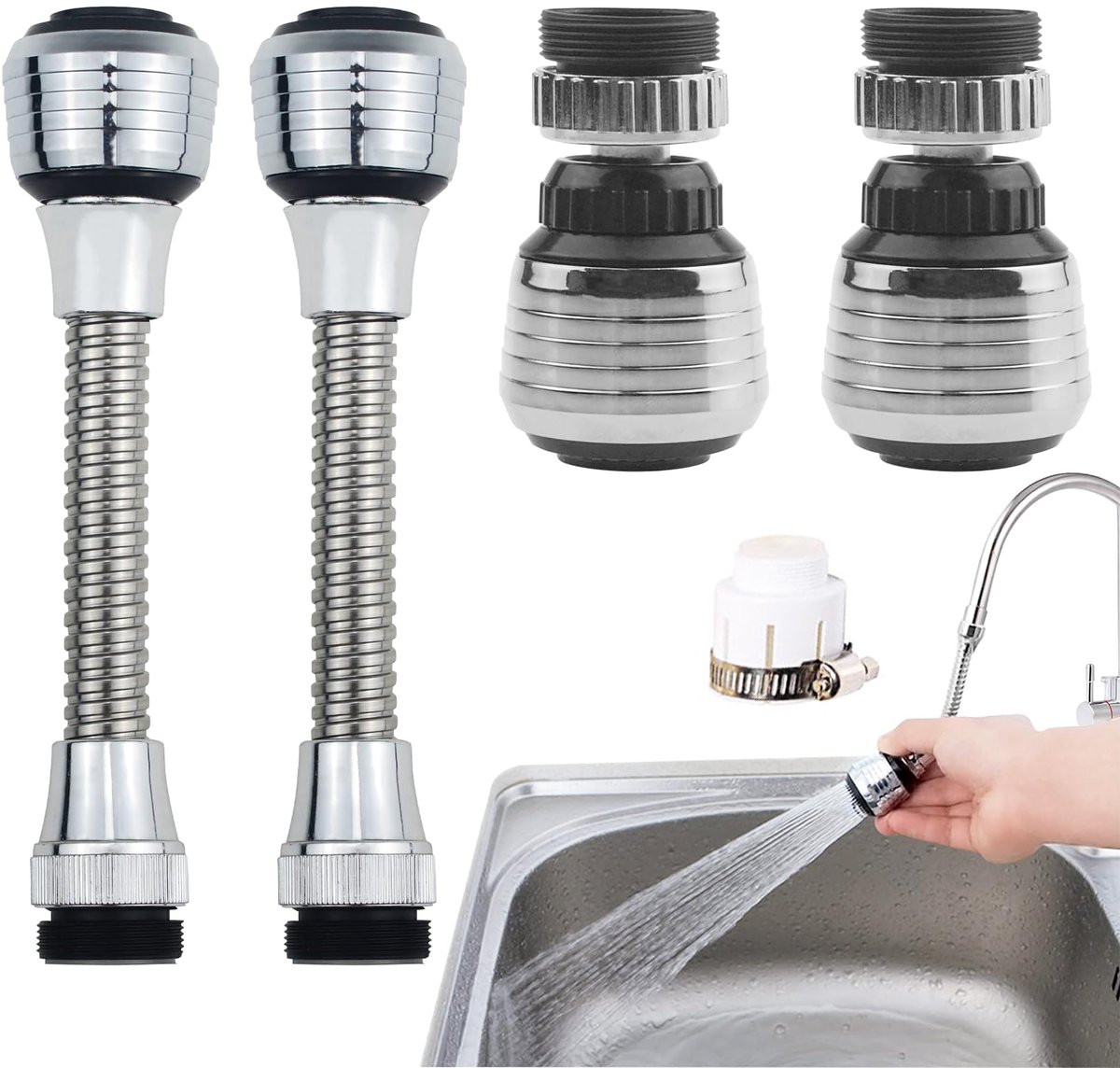 Ibenzoa® Flexibele en Draaibare Kraanverlenging voor Keuken en Badkamer met 360 Graden Rotatie
