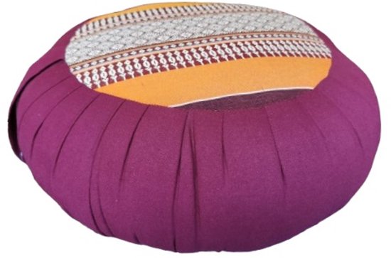 Fine Asianliving Thais Kussen Meditatie Zitkussen Rond Zafu D40xH17cm Bordeaux Oranje Meditatie Mat Matras