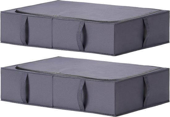 Opbergdoos voor onder het bed - duurzame opberging - 2 stuks - wit - 70 x 42 x 18 cm