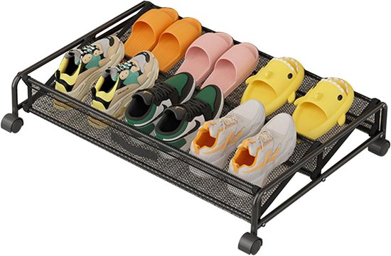 Opbergdozen Voor Onder Het Bed, Opvouwbare Onderbedcommode Met Wielen 76 Liter Onderbedcommode Met Deksel Groot Bedlade Organizer Zwart