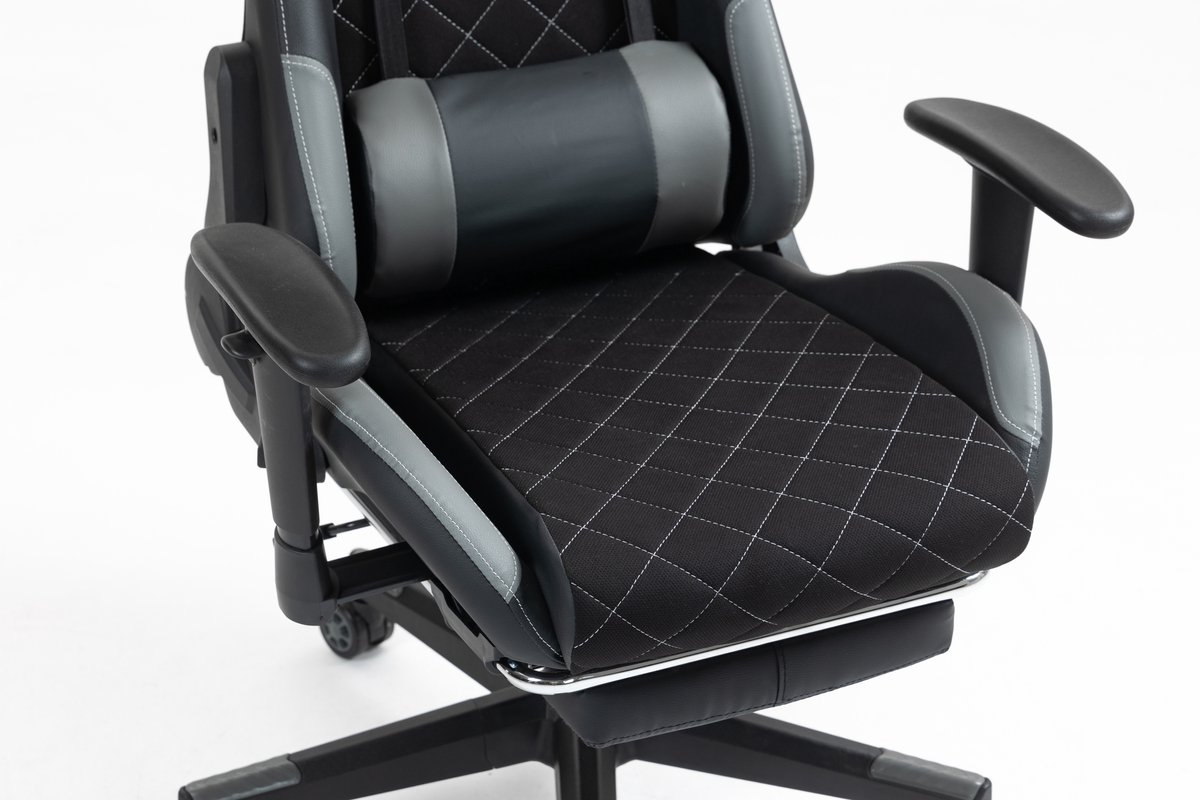VDD Gaming - Gamestoel - Gamestoel met Voetsteun - Gamestoel zwart - Gaming Stoel - Bureaustoel gaming - Ergonomische Bureaustoel - Met Nekkussen & Verstelbaar Rugkussen - Game stoel Met Voetsteun - Ergonomische Game Stoel - Draaistoel- Zwart & Grijs – foto 8