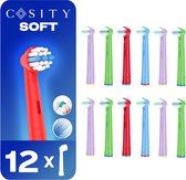 Cosity - 12x Têtes de brosse pour Oral-B et Braun - Convient pour Enfants - 4 Couleurs