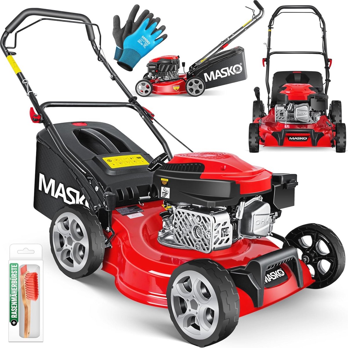 Benzine Grasmaaier 3-in-1 met Mulchfunctie en Duwfunctie | 51 cm Maaibreedte, 8-Standen Maaihoogte en 65L Opvangbak