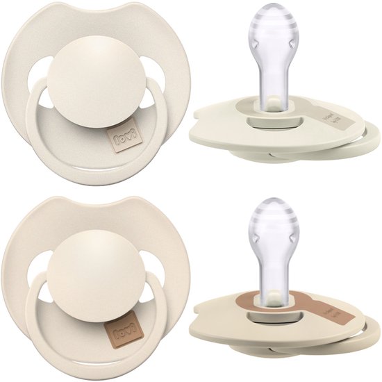 Difrax LOVI Sucette Dynamique 6 à 18 Mois - Beige Clair & Crème - 2 Pièces