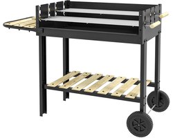 Premie Houtskool barbecue - 2 grillvlakken- Grilloppervlak 113 x 53,5 x 82,5 cm - BBQ voor buiten, tuin - Zwart