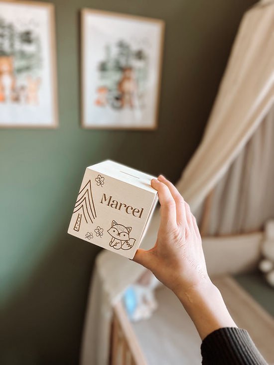 Spaarpot met naam - Spaarpot - Gepersonaliseerd - Hout - Baby - Kind van Merkloos — afbeelding 2
