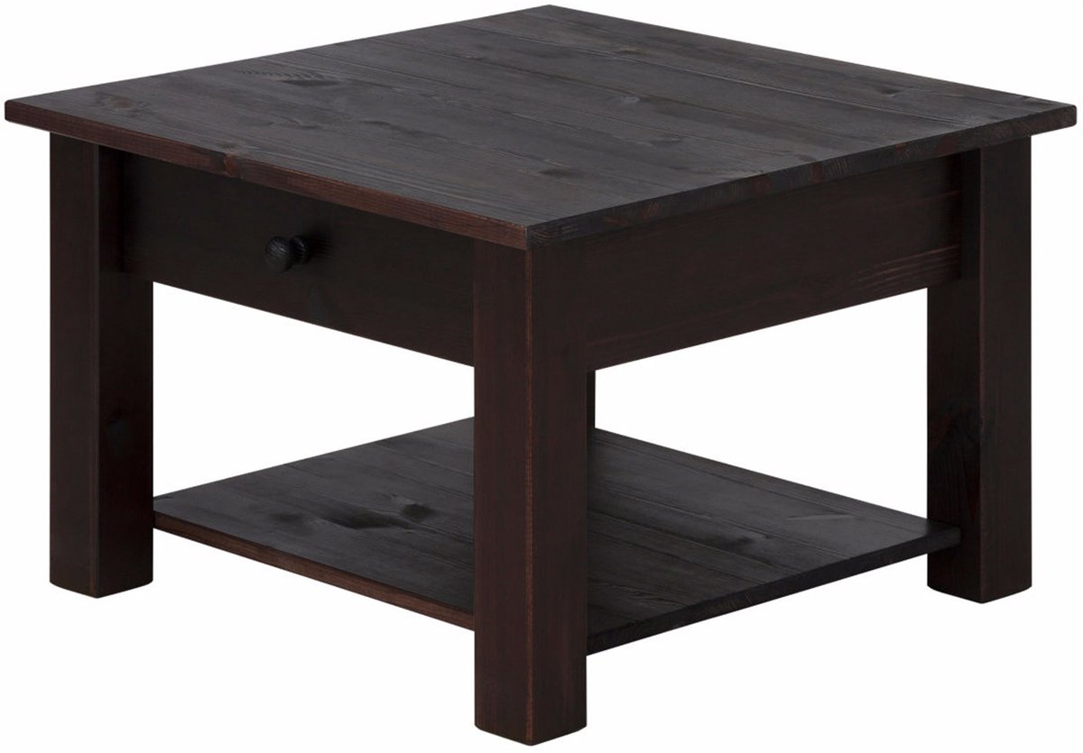 Notio Living Chicago - Salontafel met 1 Lade Donkerbruin Grenen (40 x 60 x 60 cm)