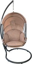 Bol.com MaxxGarden Hangstoel - Egg Chair - Met Standaard - Hangnest tot 150kg - Incl. Kussens - Beige aanbieding