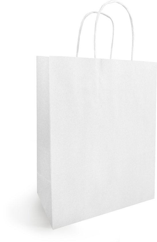 25 stuks Papieren tasjes effen wit 23+12x30cm