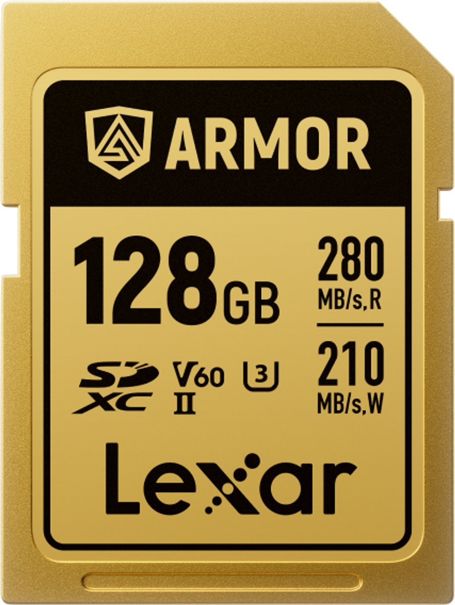Lexar 128GB SDXC Pro Gold Series ARMOR UHS-II V60 280MB/s geheugenkaart