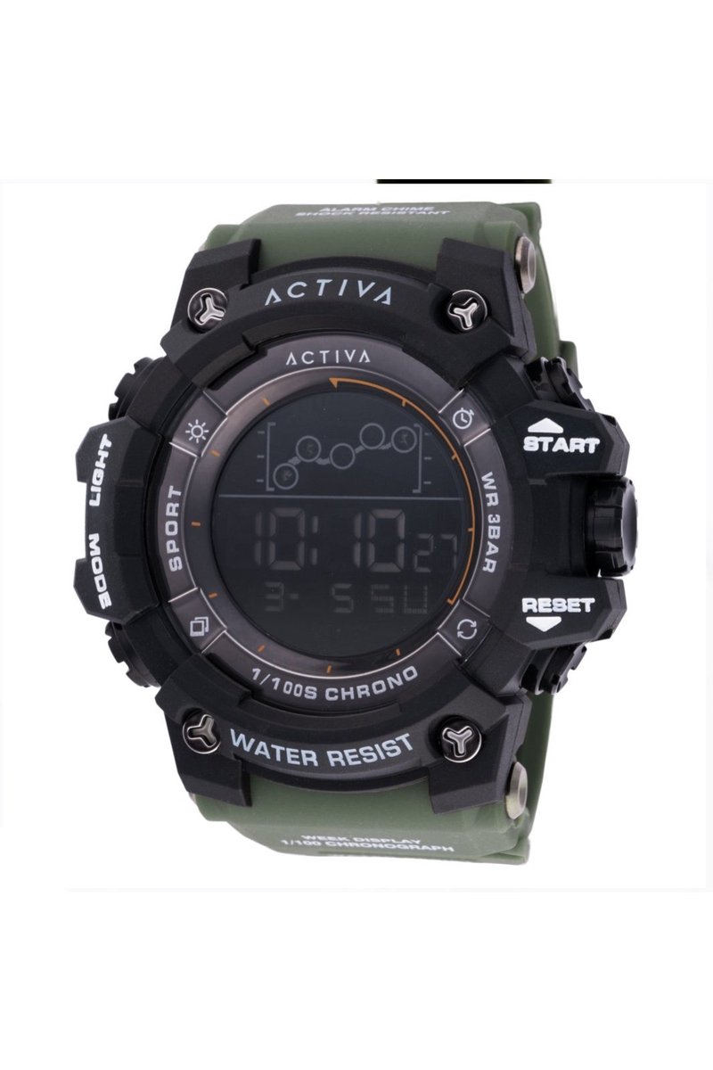 Activa x Invicta Digital ACW8082-006 Heren Horloge - Waterdicht - Digitaal - Quartz Uurwerk - Plastic met zwarte Wijzerplaat - 50mm