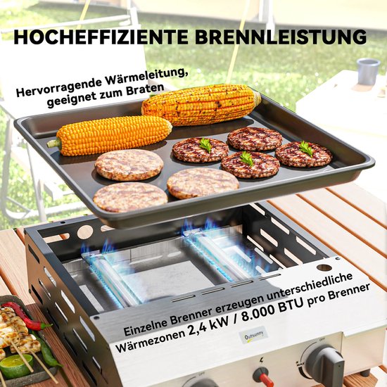 Outsunny gasgrill, tafelgrill, barbecue met 2 branders, opvouwbare gasgrill met slang, controller, campinggrill voor picknick, tuin, roestvrij staal metaal, oranje, 46,5 x 33,5 x 17,4 cm Outsunny gasgrill, tafelgrill, barbecue met 2 branders, opvouwbare gasgrill met slang, controller, campinggrill voor picknick, tuin, roestvrij staal metaal, oranje, 46,5 x 33,5 x 17,4 cm