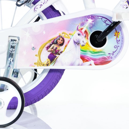 Dino Bikes Kinderfiets Unicorn Academy 16 Inch - Meisjesfiets met Zijwieltjes, Mandje en Poppenzitje - Verstelbaar Zadel en Stuur - Geschikt voor Kinderen van 4 tot 7 Jaar (95-127 cm) van Dino Bikes — afbeelding 5