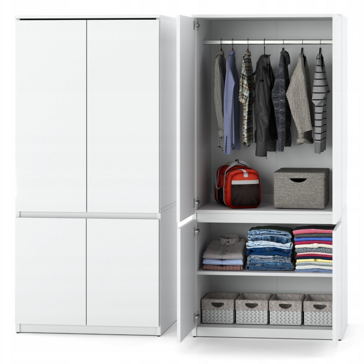 Meubel Square - Kledingkast Opstalo - Wit - Garderobekast - Slaapkamer Kast