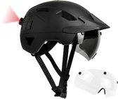 R2B Fietshelm - Speed Pedelec Helm + Extra Transparant Vizier - Maat S - 51-55 cm - LED Verlichting - Snorfiets Helm - Fietshelm Volwassenen Elektrische Fiets - Fatbike Helm