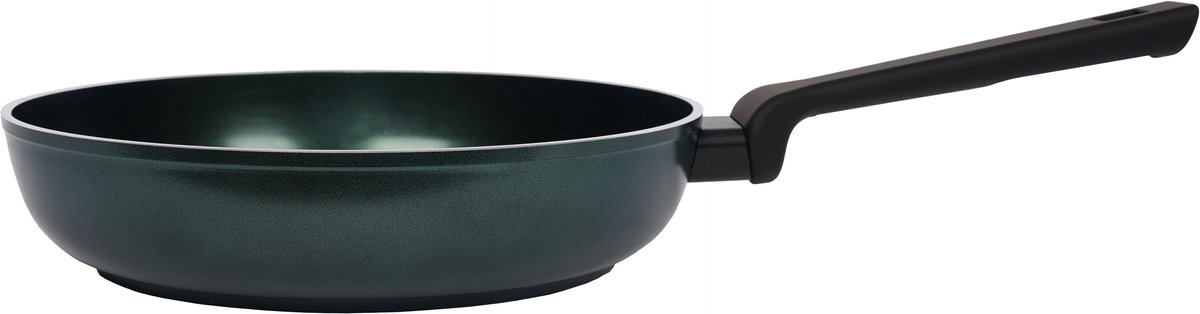 Pentole Agnelli AlBlack Elite koekenpan / hapjespan Ø 28 cm - PFAS-vrij - Keramisch - Inductiegeschikt - Scarabeo Groen - slijtvast