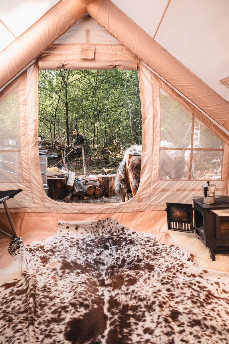 Opula Tents 3 - 100% opblaasbare glamping tent - Sand - 3 personen - 2 x 3 x 2,1 meter (lxbxh) - Doek 420D Oxford scheurvast Polyester - vloer dik PVC kuipzeil – foto 5