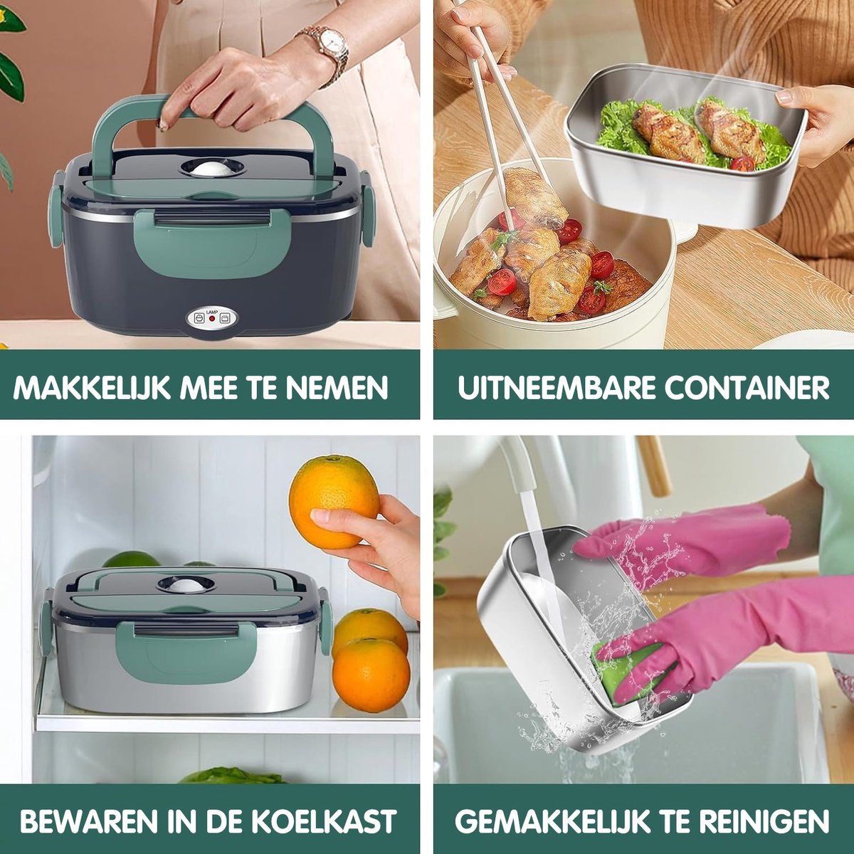 Elektrische Lunchbox - Elektrische Verwarmde Broodtrommel - Draagbare Lunchbox - Verwarmde Lunchbox - Elektrische Lunchbox met Compartimenten - Verwarmde Lunchtrommel - voor Warme Maaltijden - Inclusief 2 Lepels, Mes en Vork - 220 V — cadeau in Kookcadeaus - foto 7