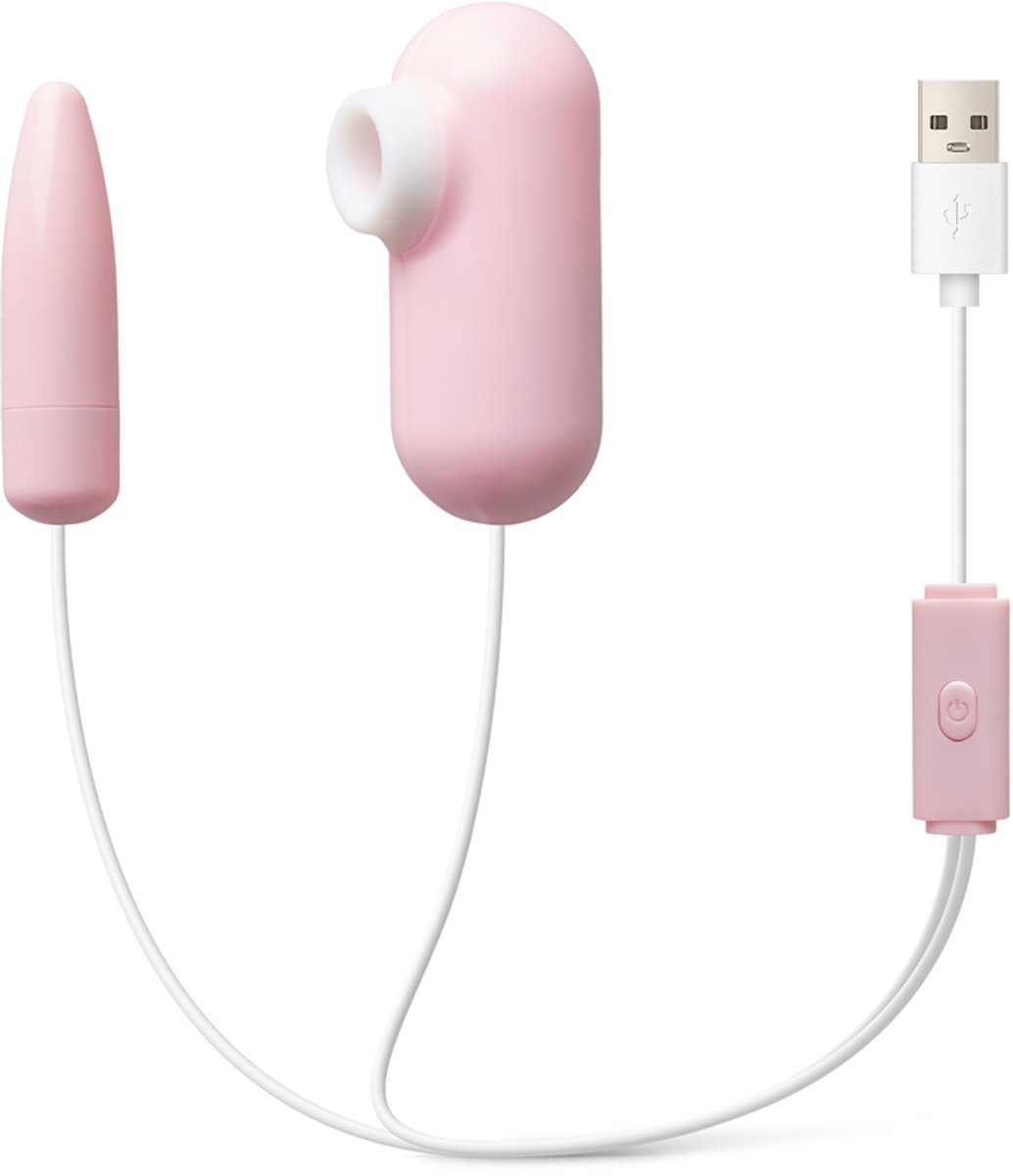 2-in-1 Clitorale Zuigvibrator & Mini Bullet Vibrator – USB Oplaadbaar – Roze Stimulator met Zuigfunctie