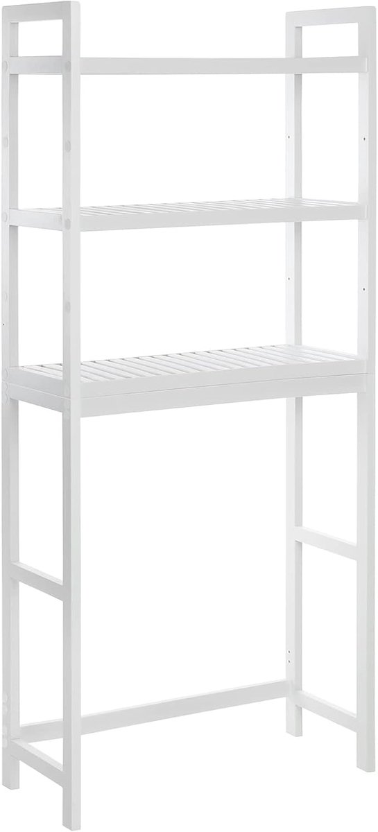 MAZAZU - Badkamermeubel - Opbergrek - Bamboe - Wit - 63x26x163