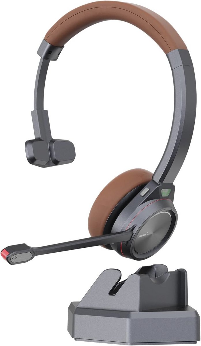 Draadloze Bluetooth headset met ruisonderdrukking en microfoon voor pc en laptop