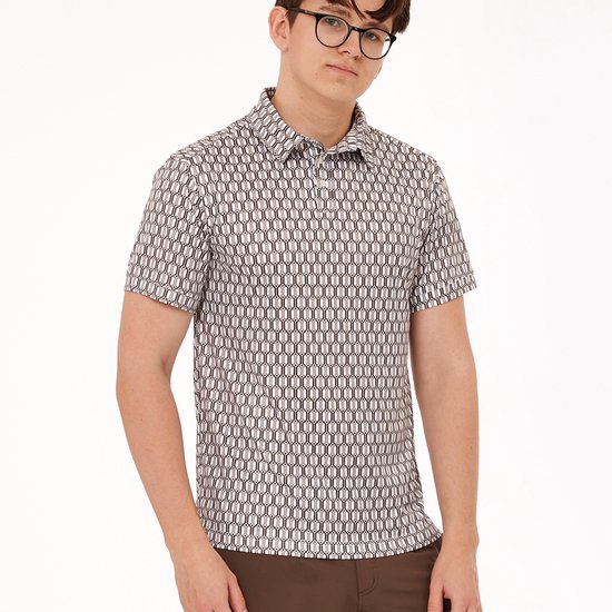 Func Factory mannen Polo Brown print maat XXL van Func Factory — afbeelding 5