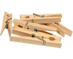 Benson Wasknijpers - 18x stuks - XXL - natuurlijke houtkleur - stevig ontwerp - 10 cm