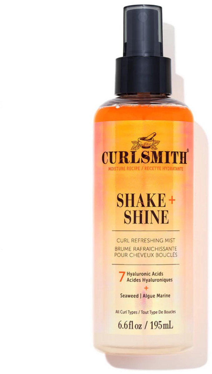 CURLSMITH - SHAKE AND SHINE 195ML - Krullen spray - Hydraterende verfrissingsspray voor krullen - Anti-frizz styling olie - Hydratatie & Glans