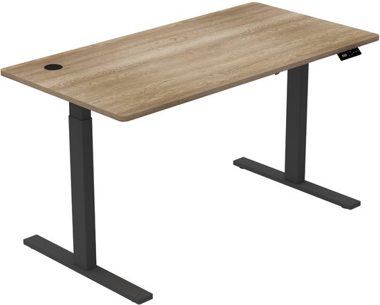 Zit Sta Bureau Elektrisch Verstelbaar | 140×70 | zwart- grijs eiken | met geheugenfunctie