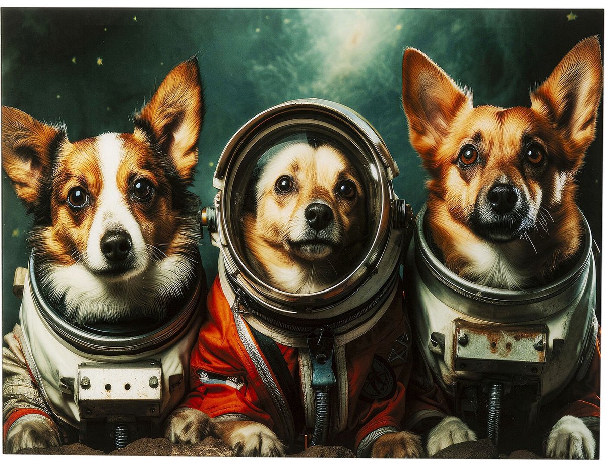 Wandfoto astronauten honden 80x60cm Kare Design